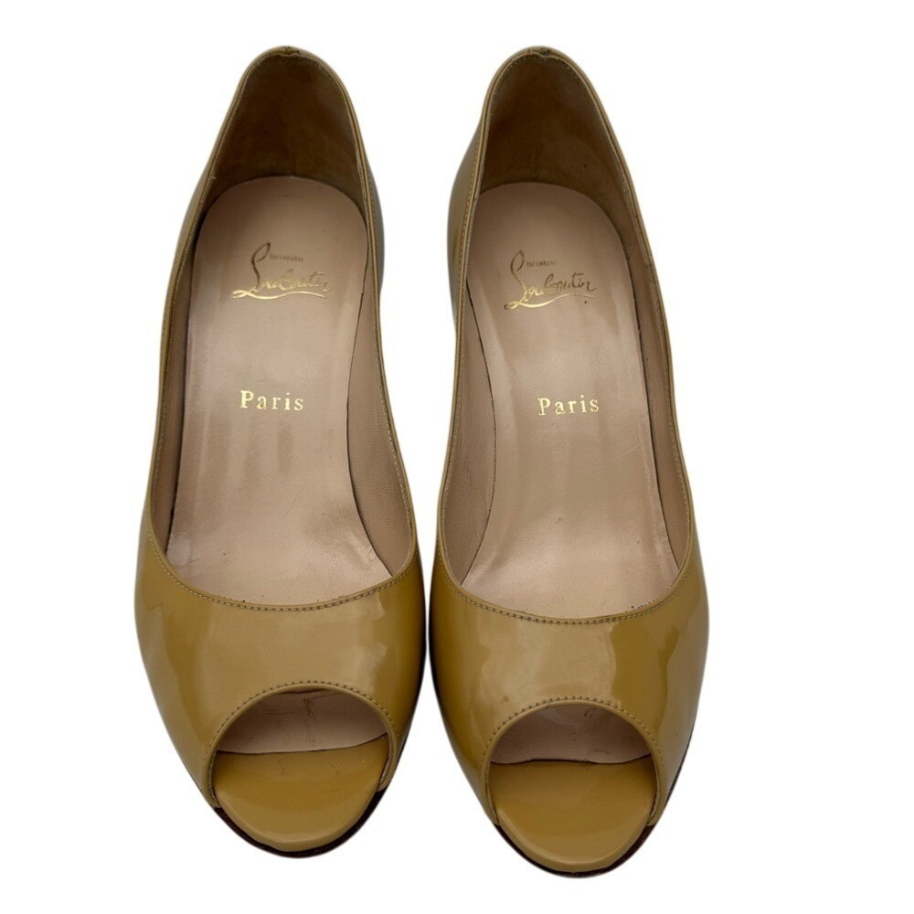 Christian Louboutin Patent Leather Peep Toe Pump 38.5/8.5 Luxury Designer Office